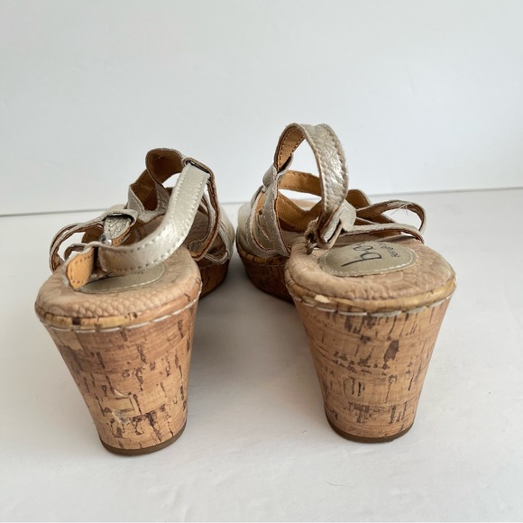 B.O.C. Gold Jayna Cork Wedge Platform Leather Sandals Boho Sz 8 - Picture 9 of 9